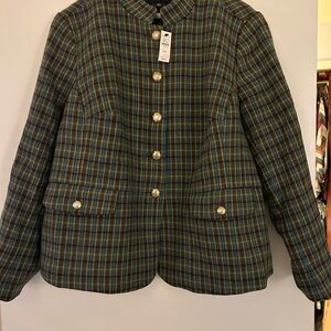 Talbots Green Plaid Structured Blazer
